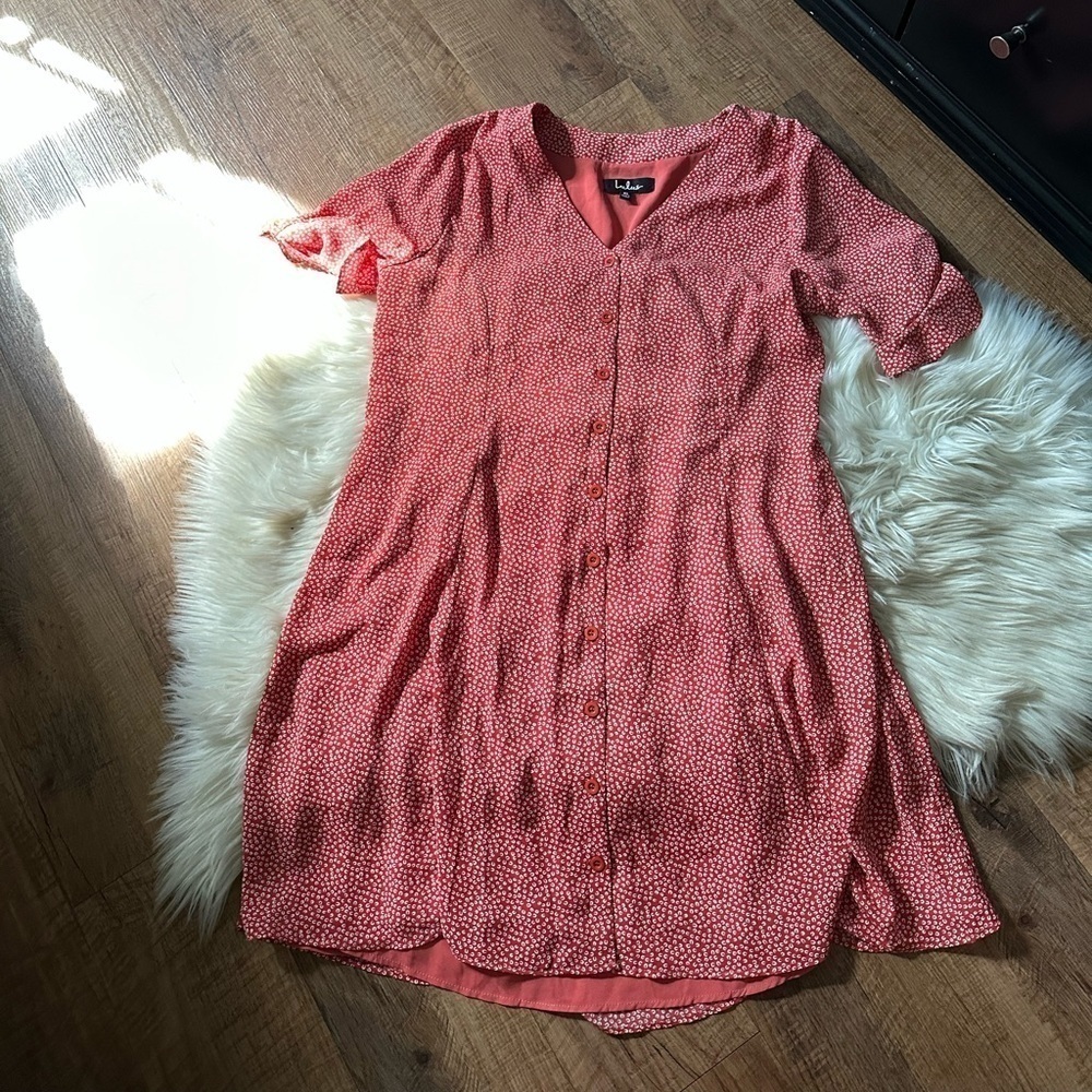 Lulu’s Castana Rust Red Print Button Up Dress - image 3
